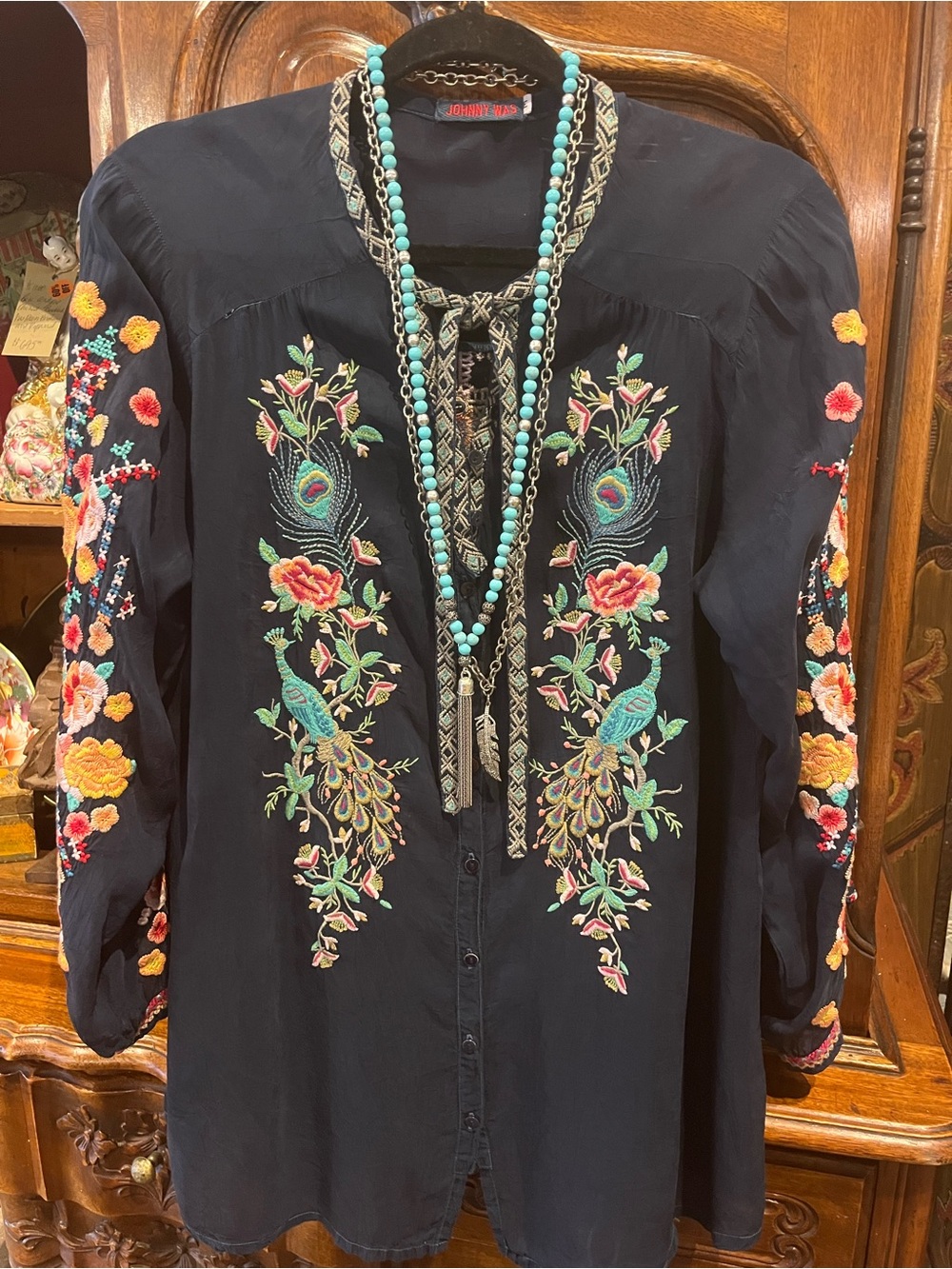 Johnny Was Peacock Georgette Tunic